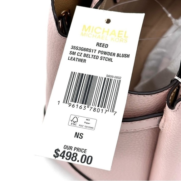 Michael Kors Reed Small Satchel Crossbody Bag Powder Blush - Picture 13 of 13